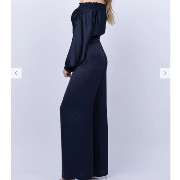 Ramy Brook Teagan Off The Shoulder Jumpsuit in Navy - Picture 7 of 8